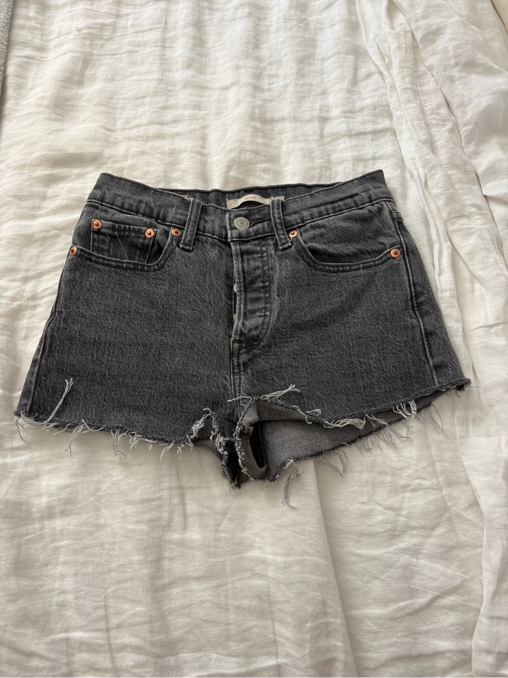 Levis Black Denim Cutoff Shorts